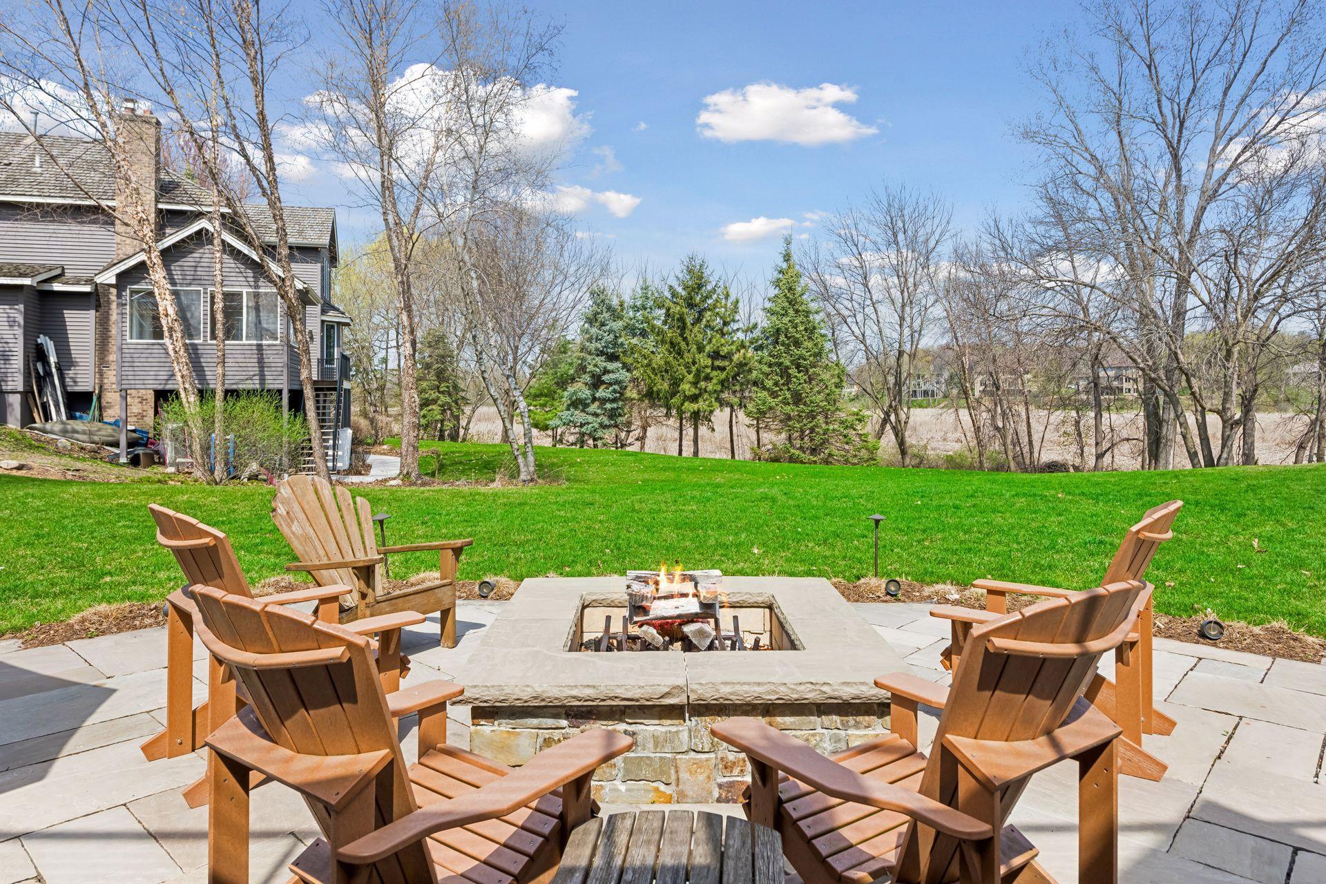 Gather 'round the firepit. There is a sleeve for future natural gas line.