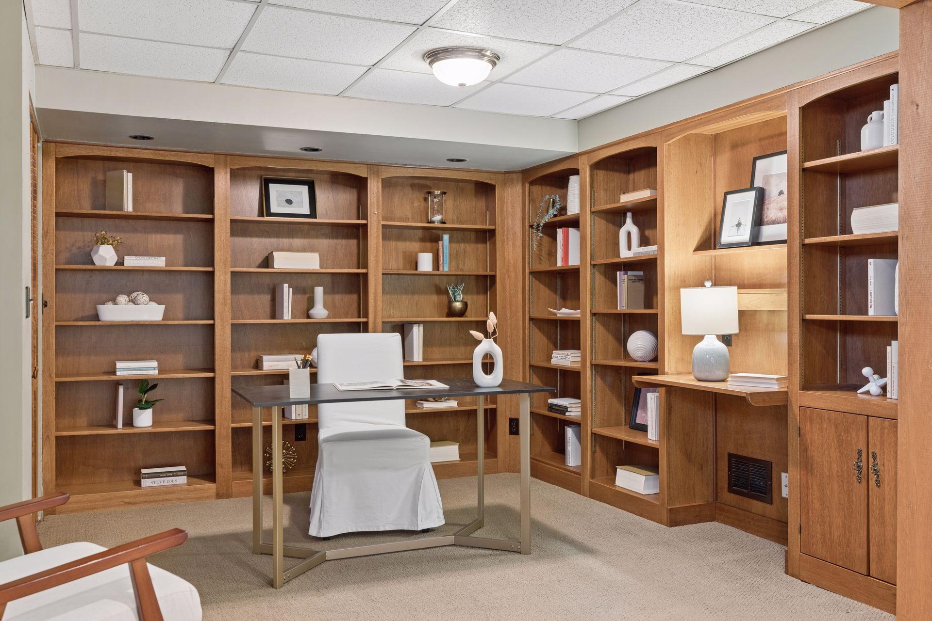 Work from home?? The basement library has distinctive, original craftsmanship and provides the perfect escape.