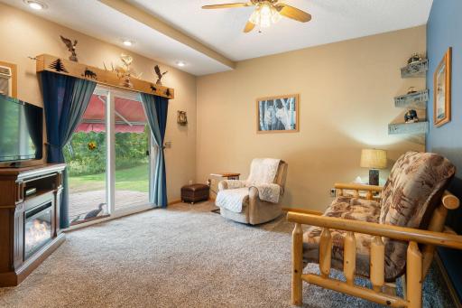Living room with patio door leading to your extra large deck