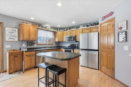 New stainless-steel appliances with a pantry