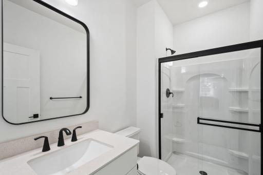 A 3/4 bathroom is available to guests and residents alike on the first level.
