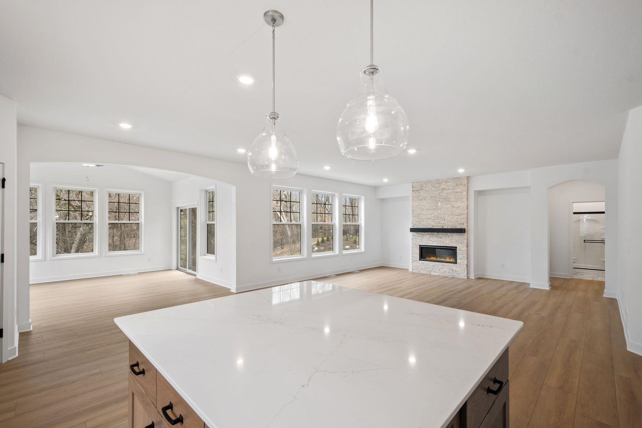 The open layout connects seamlessly to the rest f the shared living spaces on the first floor