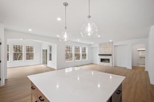The open layout connects seamlessly to the rest f the shared living spaces on the first floor