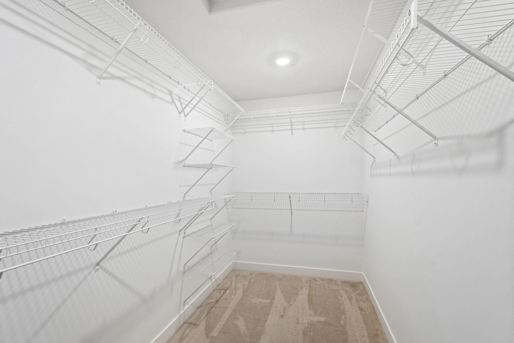 The walk-in closet is accessible through the owner's suite bathroom
