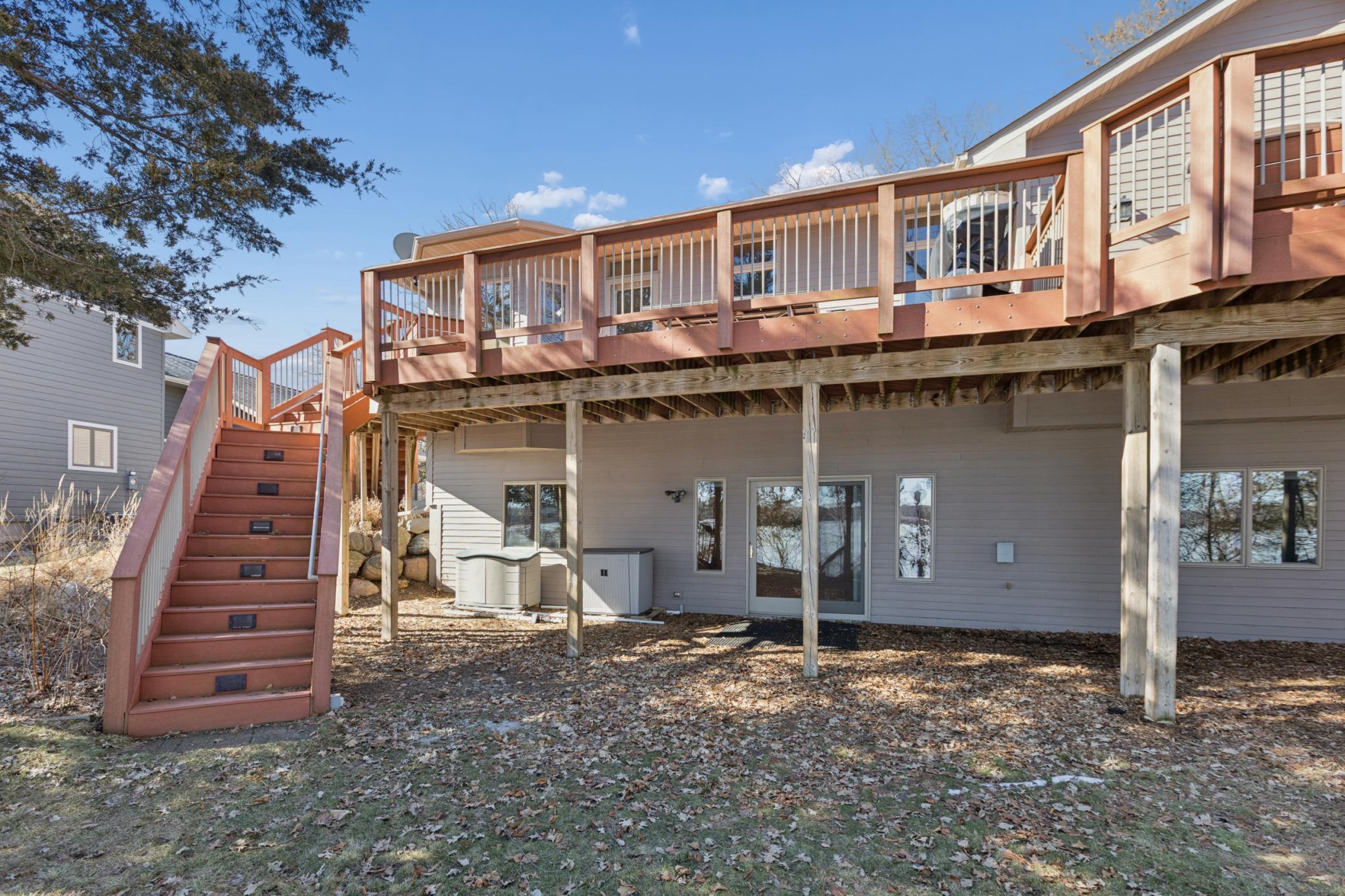 As you return from the lake you can head right into the walkout lower level.