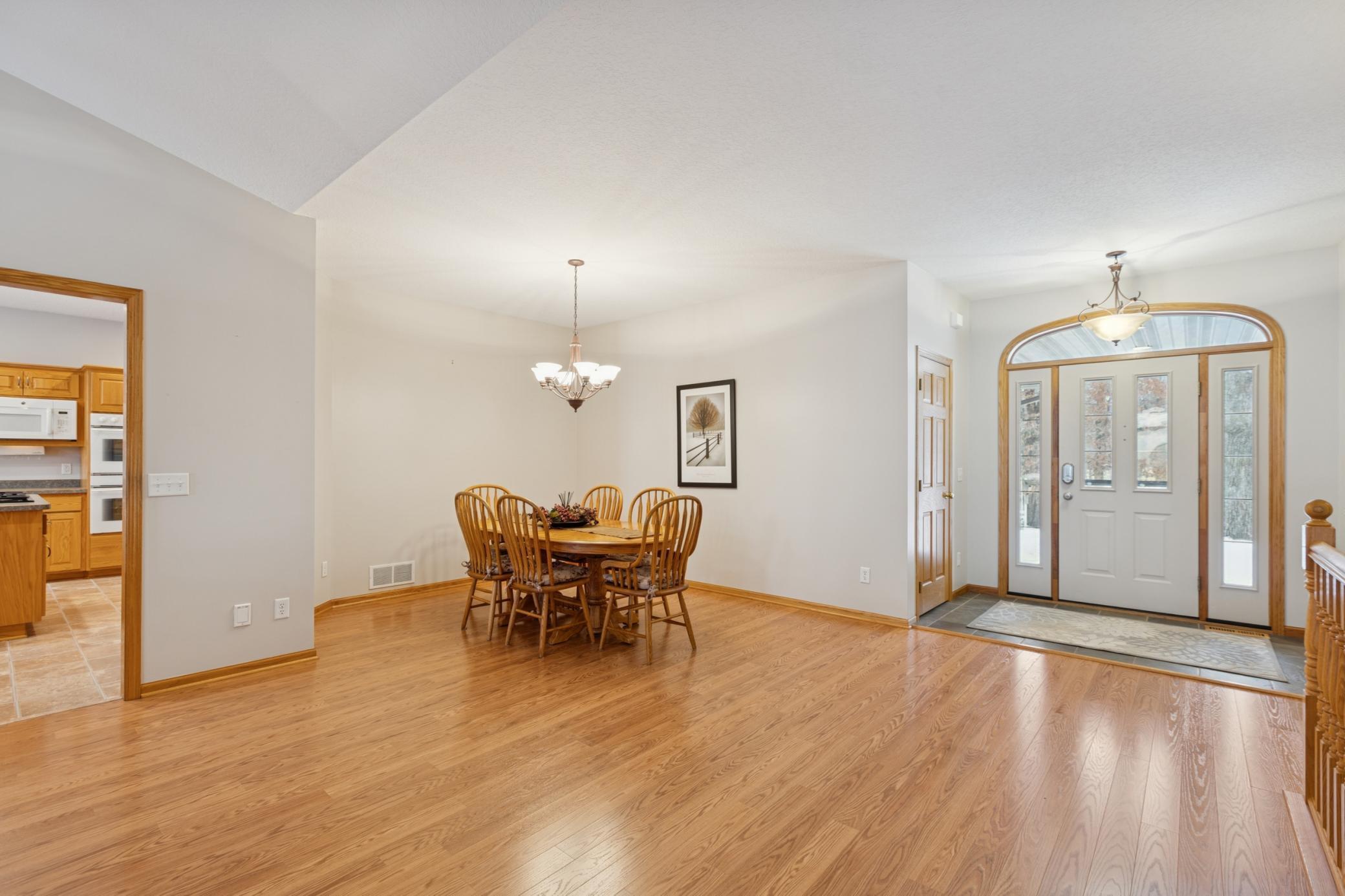 The spacious entryway is flanked by dual closets, perfect with all four seasons that Minnesota has to offer. The large formal dining room can accommodate large gatherings for holidays or hosting parties at the lake.