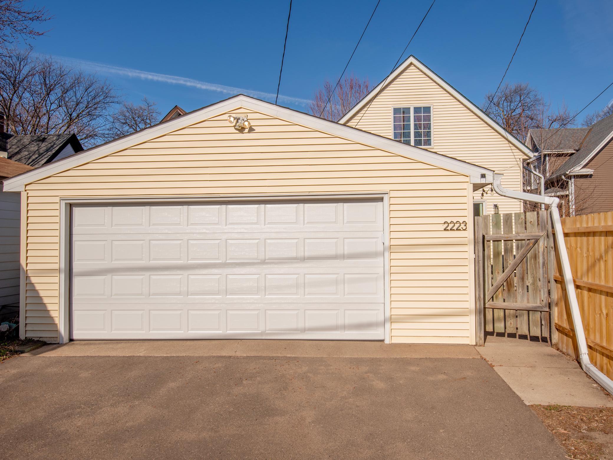 Spacious two-car detached garage with plenty of storage!