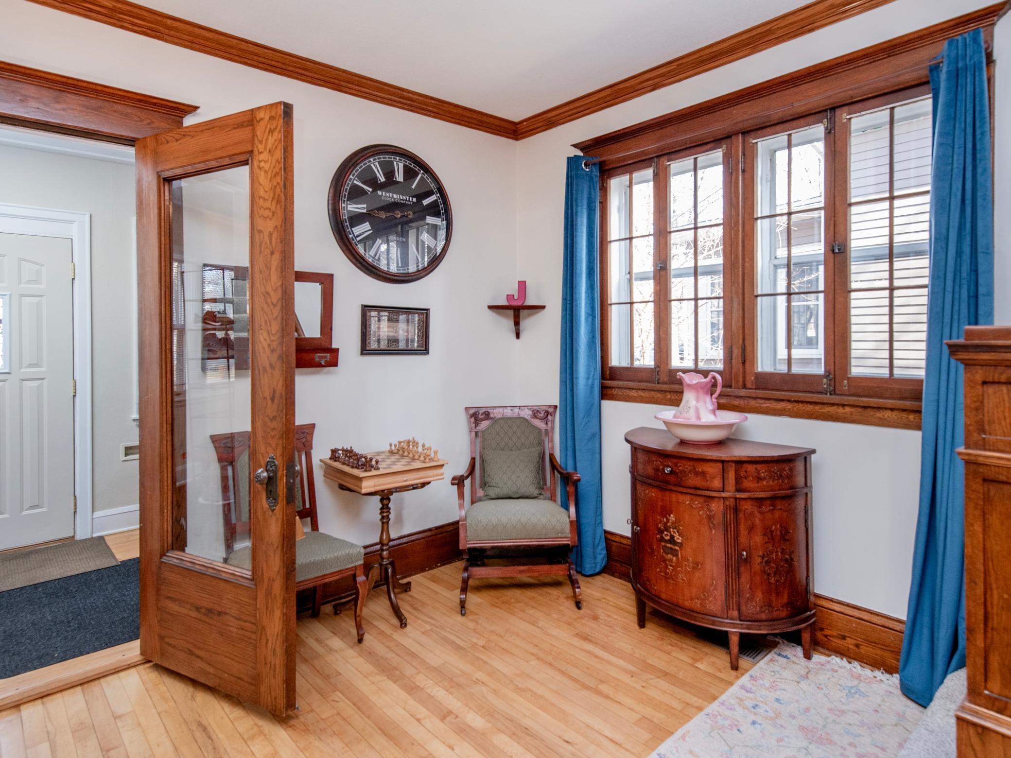 Enter in from a spacious three season porch.