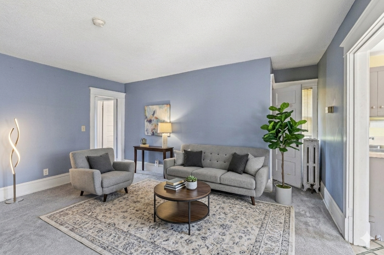 Upper Unit Living (virtually staged)