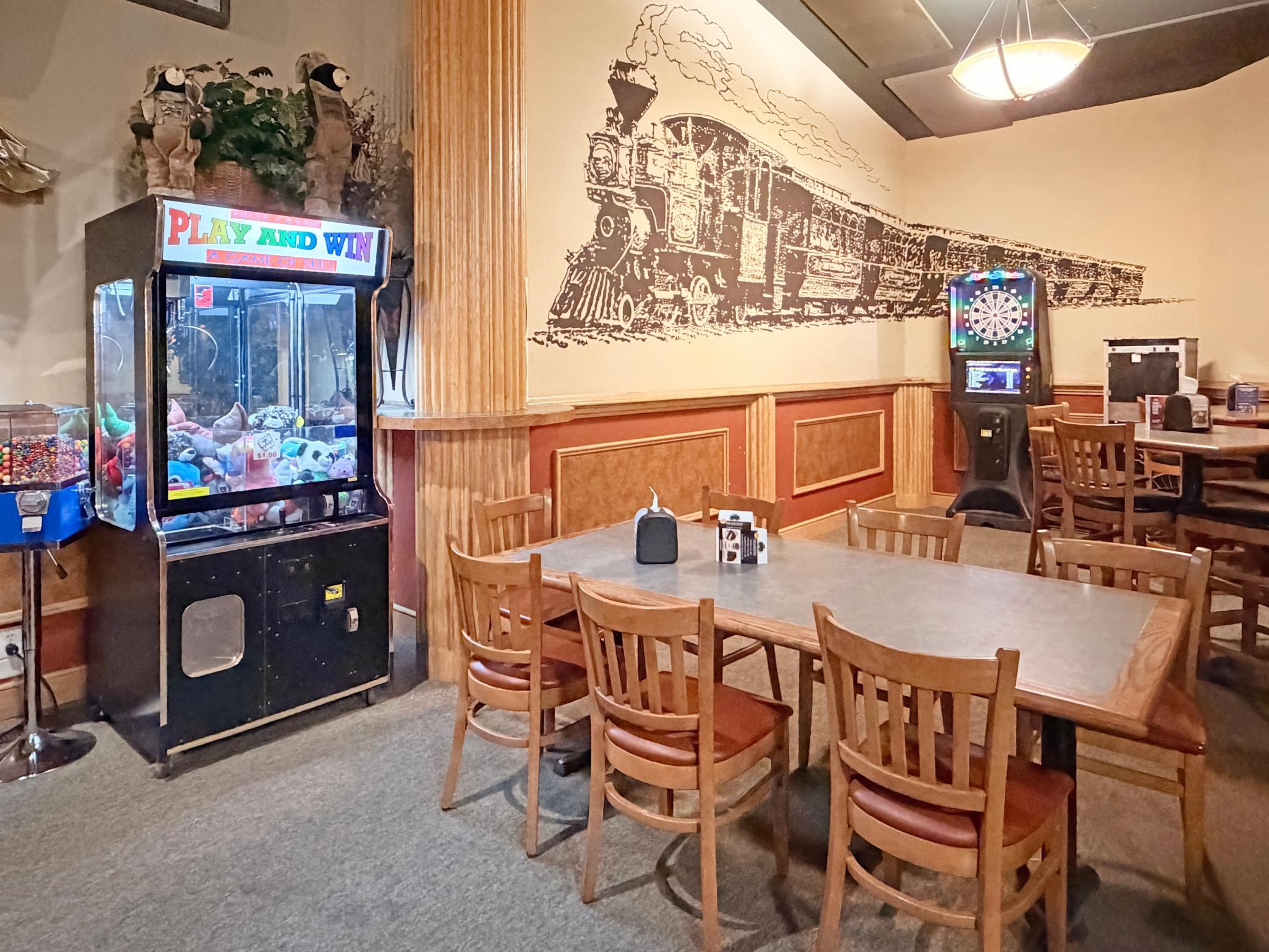 Gaming area on the side of the restaurant
