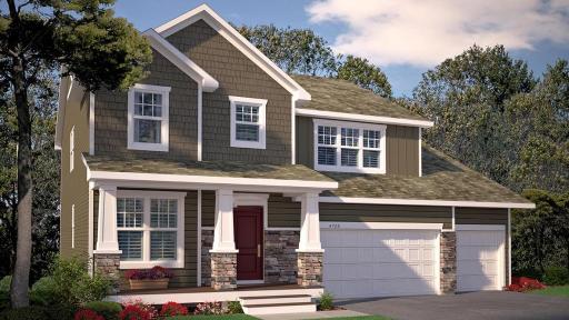 Exterior Rendering of the Redwood Northern Craftsman elevation. Colors will vary.