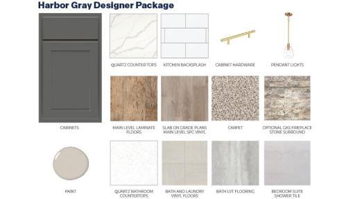 Designer inspired dark grey cabinet color package.