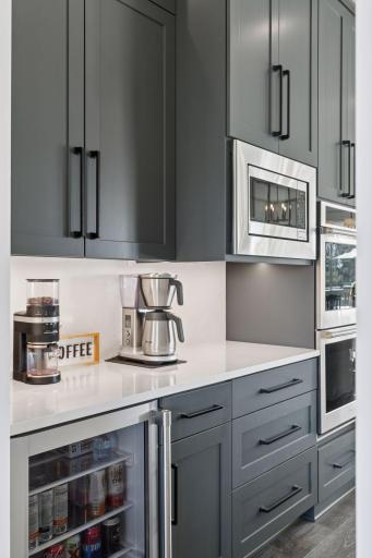 The efficiently designed coffee and beverage bar make living easy!