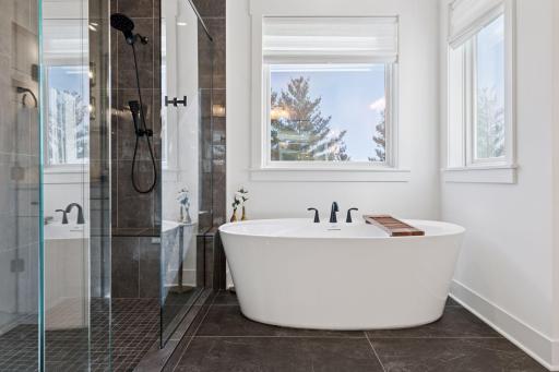 A luxurious free standing tub is a sanctuary of relaxation at the end of the day!
