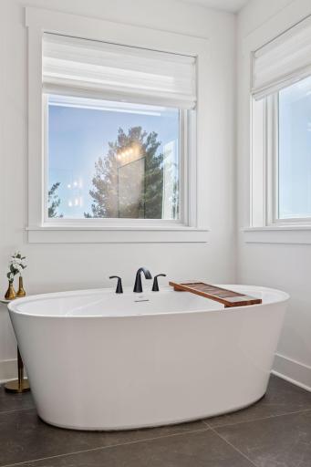 A luxurious free standing tub is a sanctuary of relaxation at the end of the day!