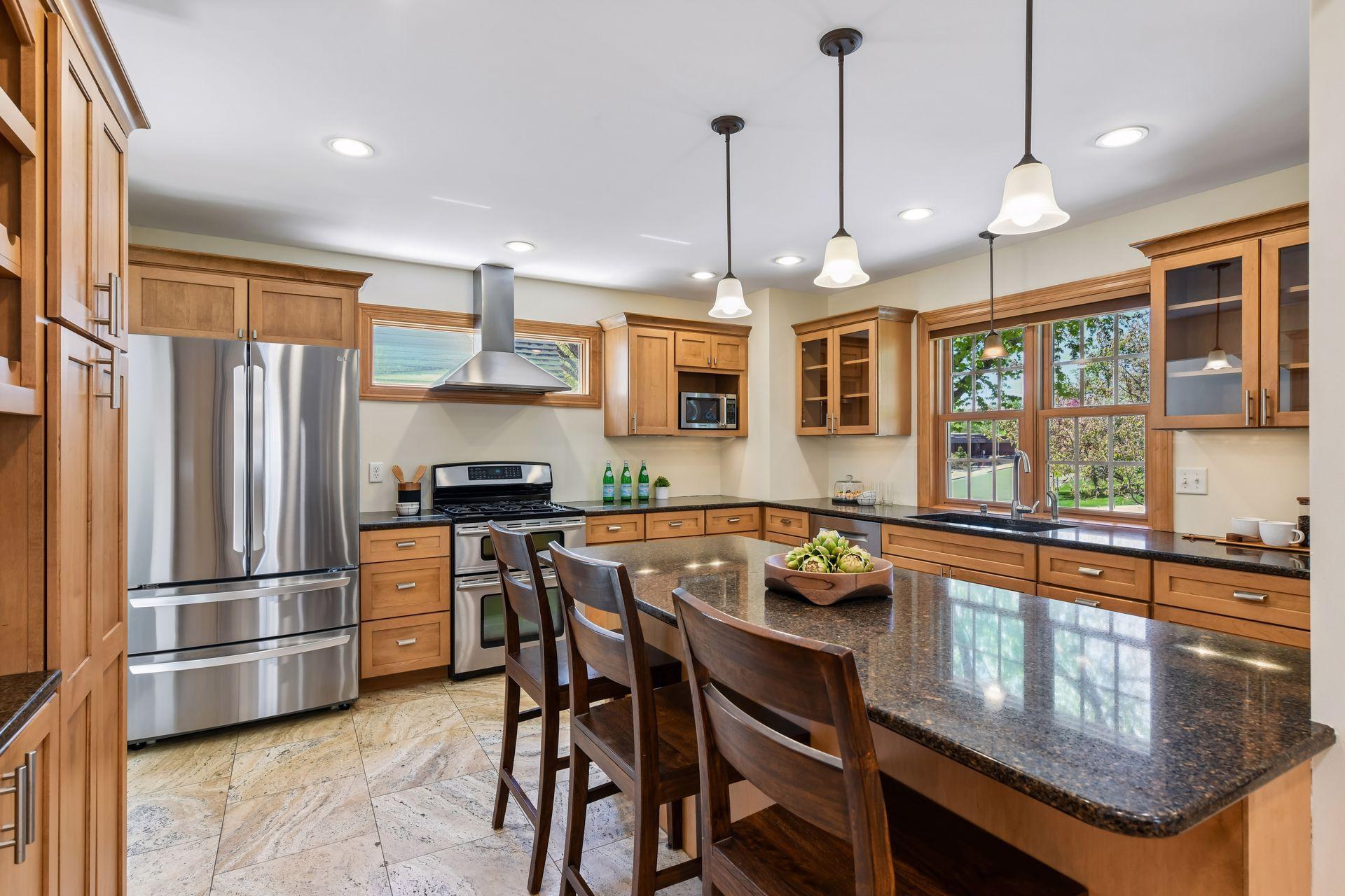 West-facing kitchen sink window