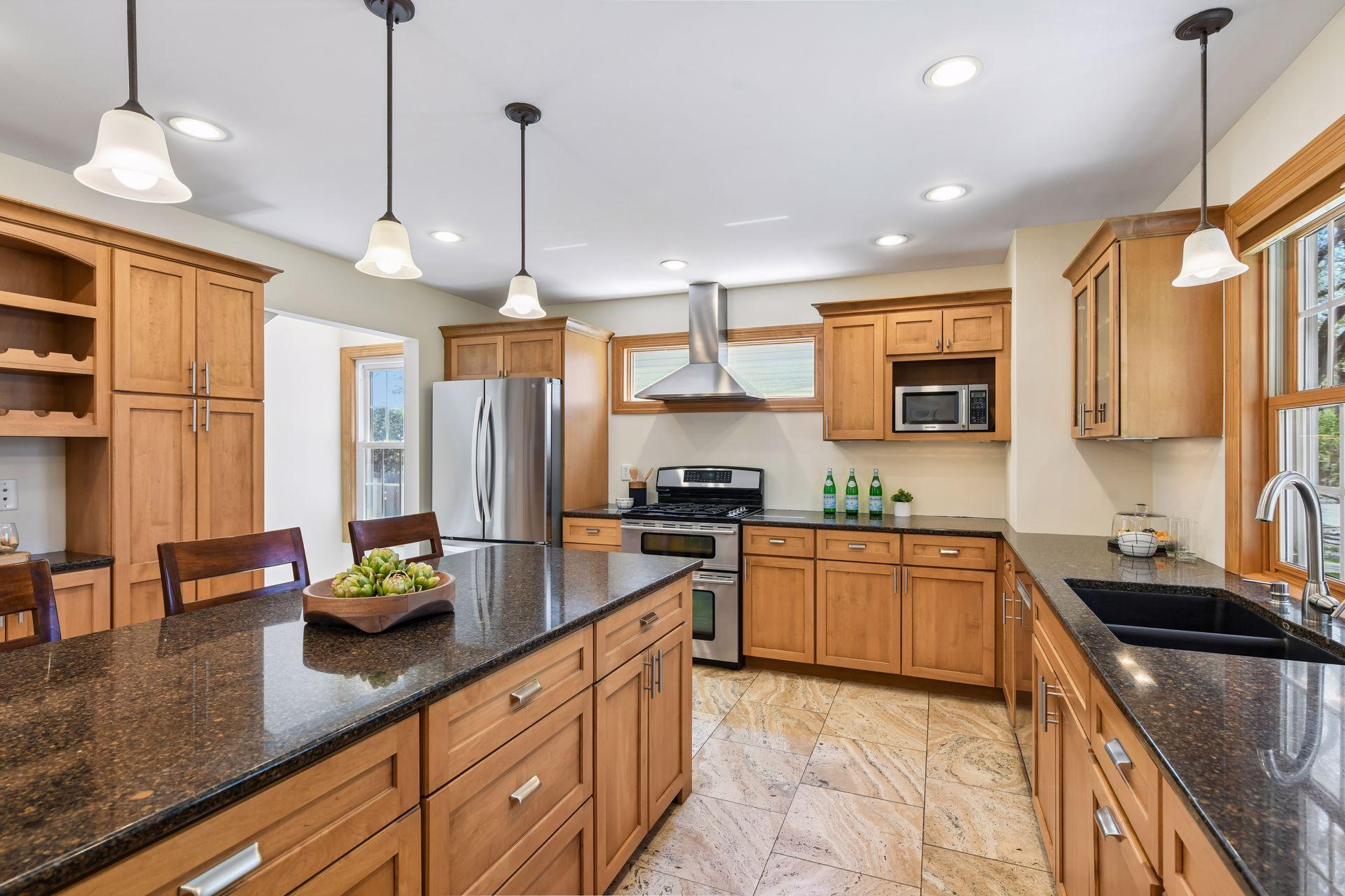 Ample kitchen cabinetry