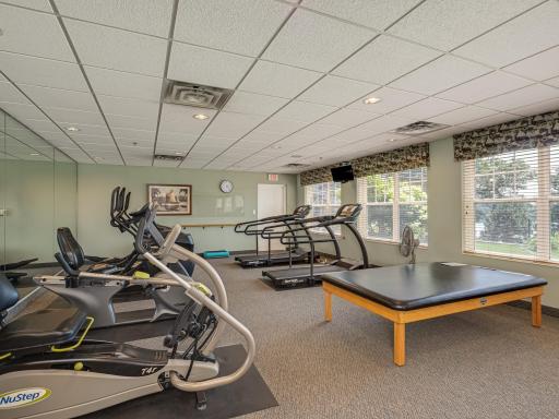 Exercise room has everything you need to stay fit.