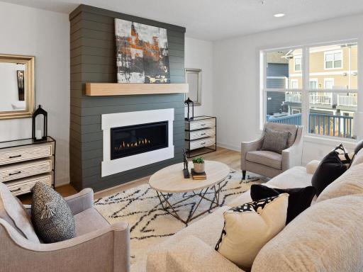 The fireplace is the focal point of this family room!