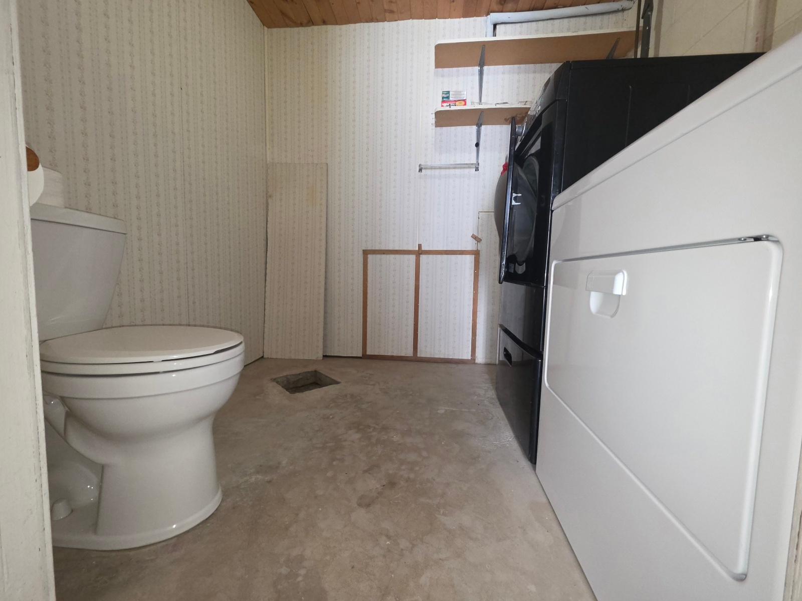 Lower level laundry-bath