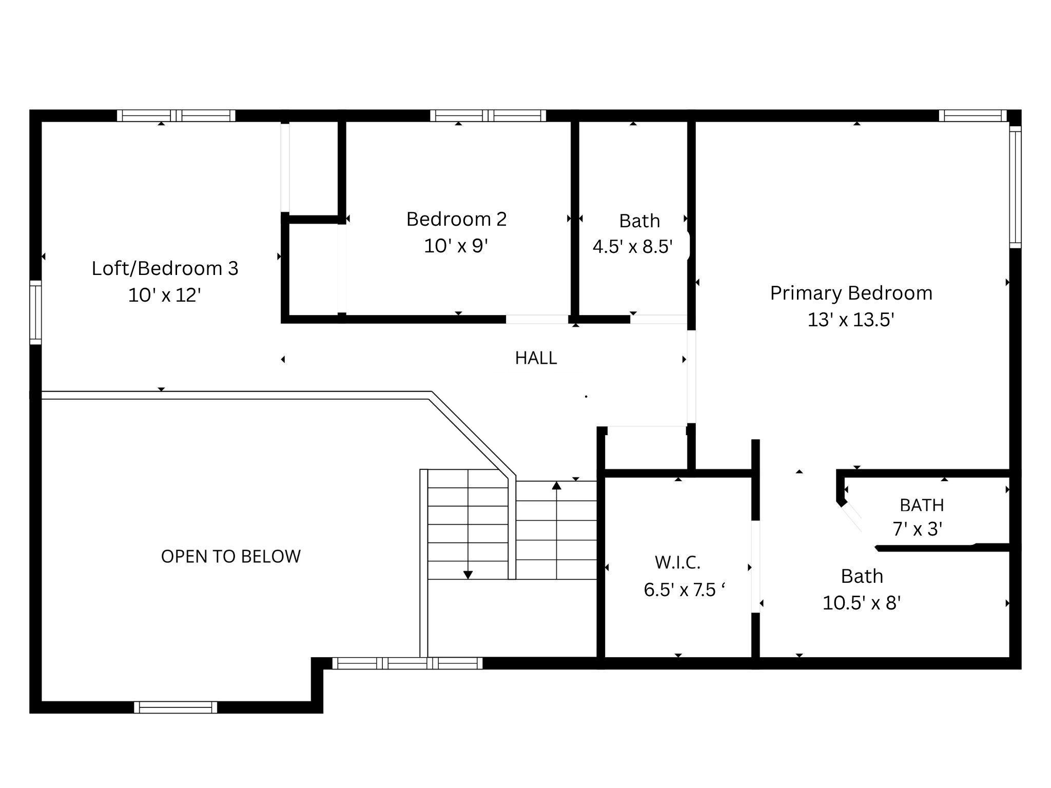 upper level - measurements approx
