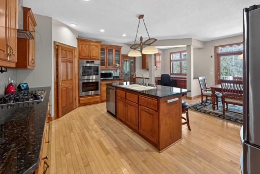 Kitchen Double ovens, microwave, dishwasher, refrigerator all stainless steel