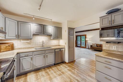 Updated kitchen just off the living room.