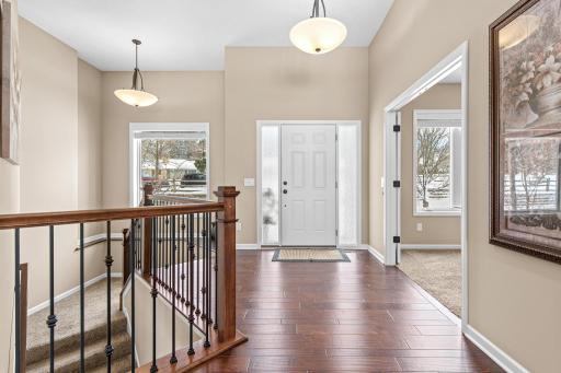 Stepping into the foyer, youâre greeted by double doors leading to the main floor office, which could serve as a fourth bedroom (has closet). Upon entrance your eyes are drawn to the great room, highlighted by a breathtaking wall of Andersen windows.