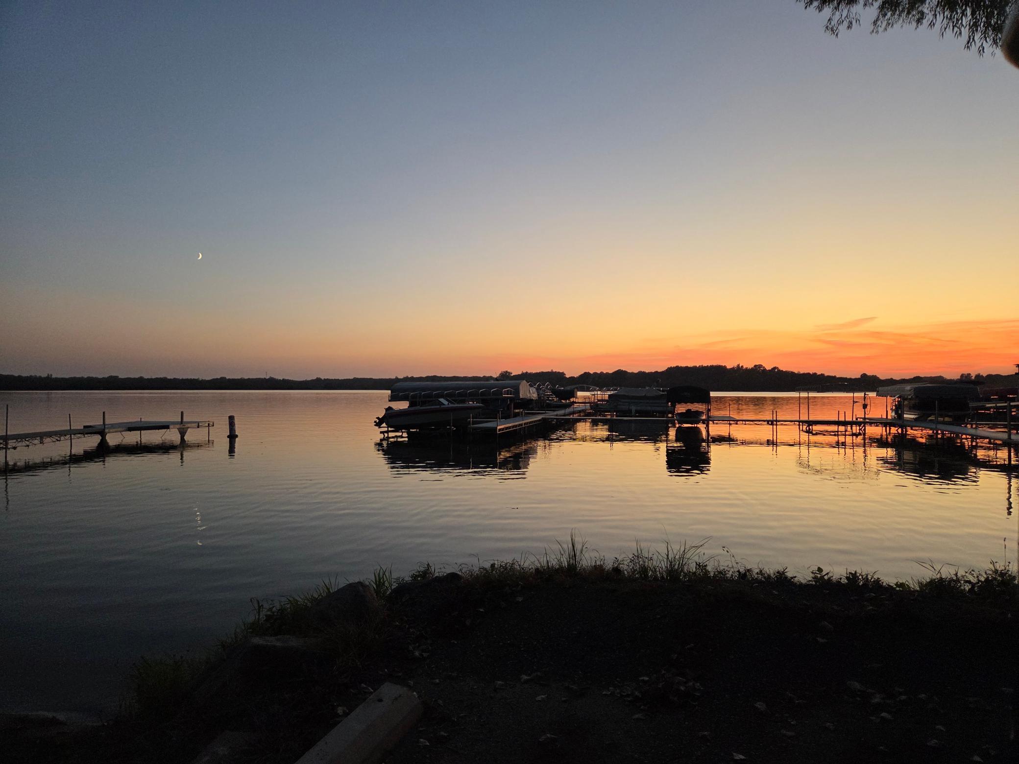 550 Acre lake over 50 feet deep - we face west looking at the lake and enjoy some amazing sunsets!