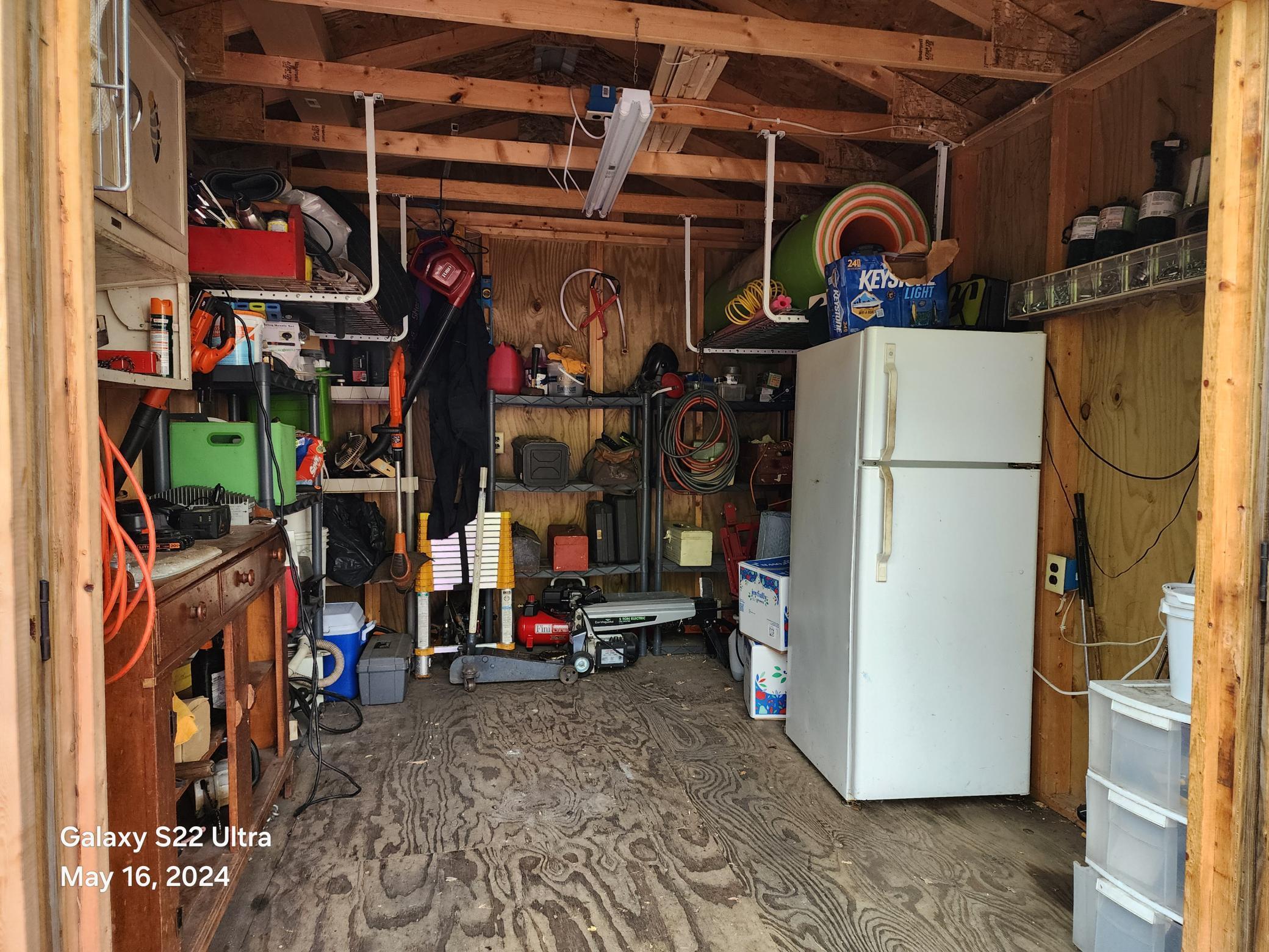 Inside storage shed
