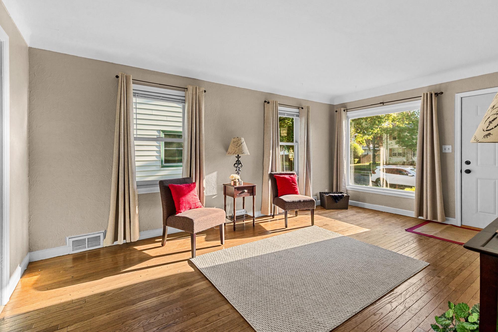 The draperies, rods and blinds will stay with the home.