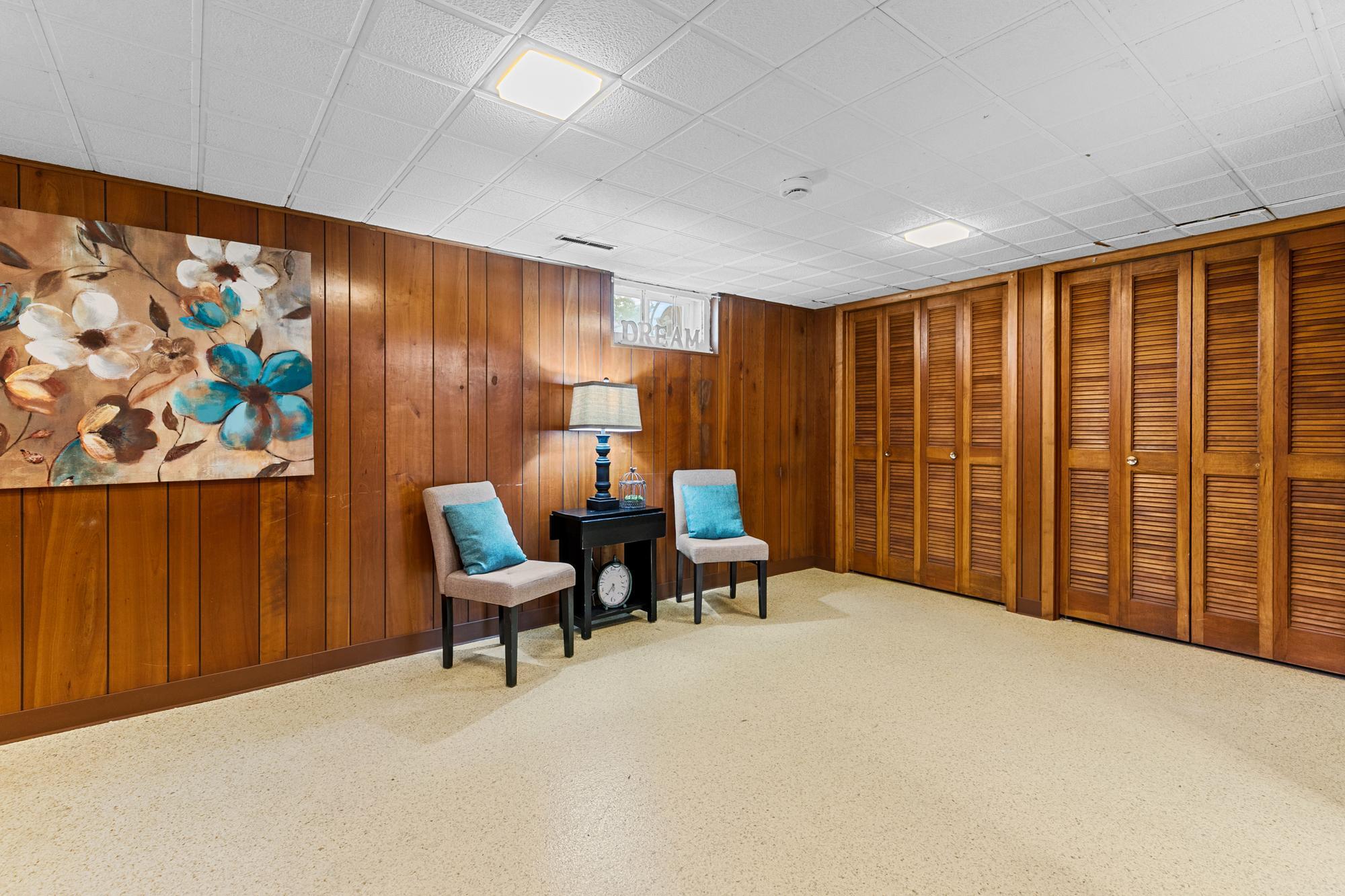 Dry and spacious lower level family room.