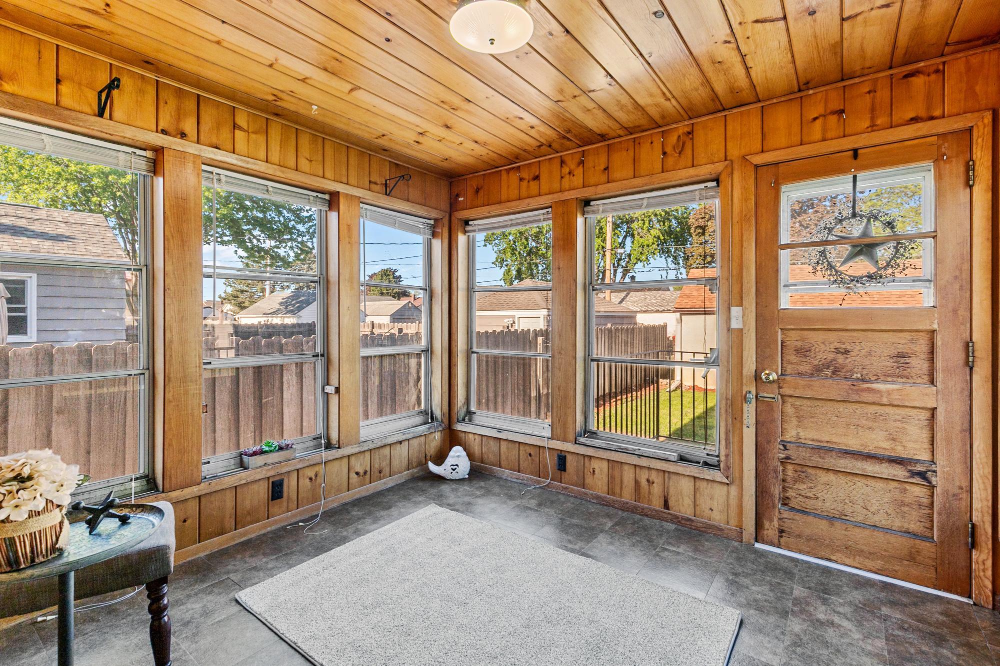 The back porch has all new flooring.