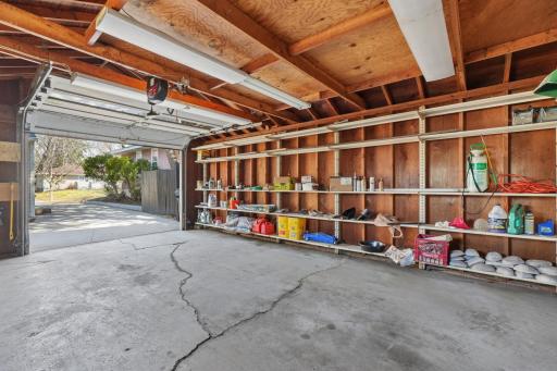 1.5-stall garage with full-length storage; everything has its place