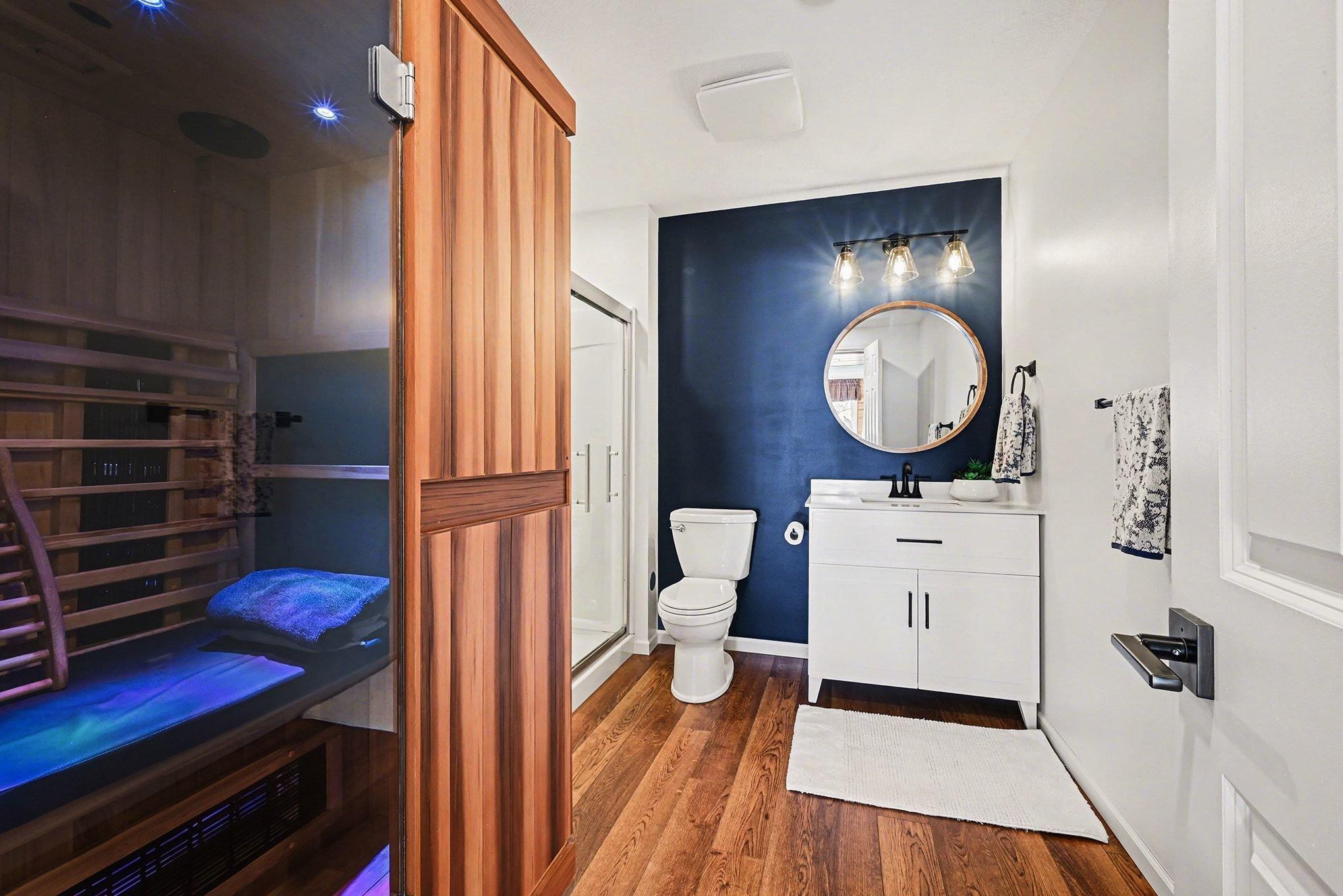 Lower level bathroom and infrared sauna added in 2021