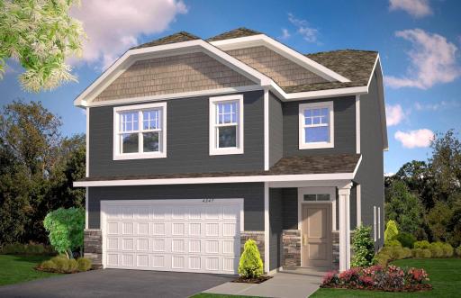 This is a market rendering. This photo depicts the accurate elevation of the home under construction. The actual home colors will be different.