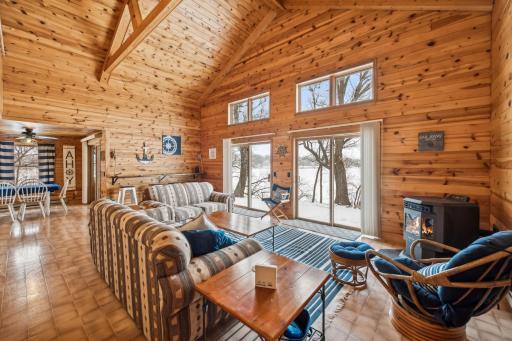 In the winter, stay warm with the newly installed wood pellet stove, while the south-facing windows fill the space with natural sunlight all year long.