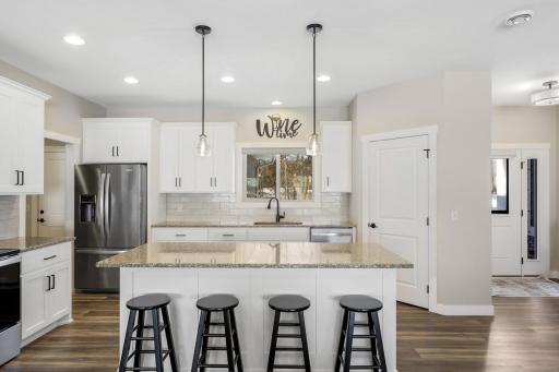 Large kitchen island with plenty of entertaining space