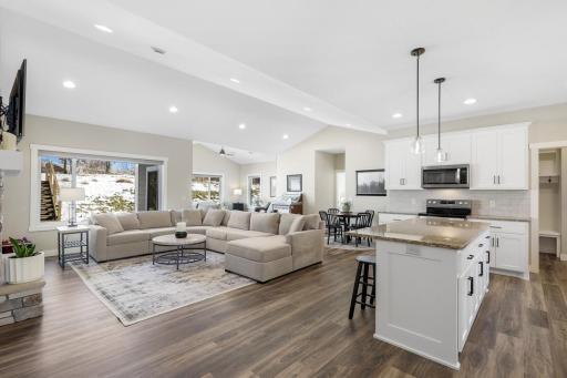 The open floor plan allows for plenty of space and natural light