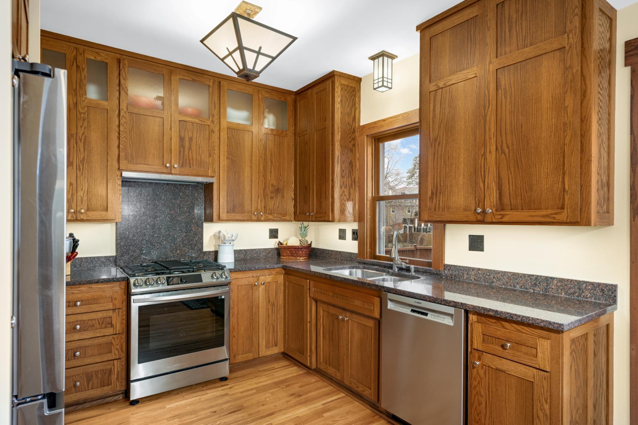 Kitchen with a large floor space, plenty of storage and ample counter space.