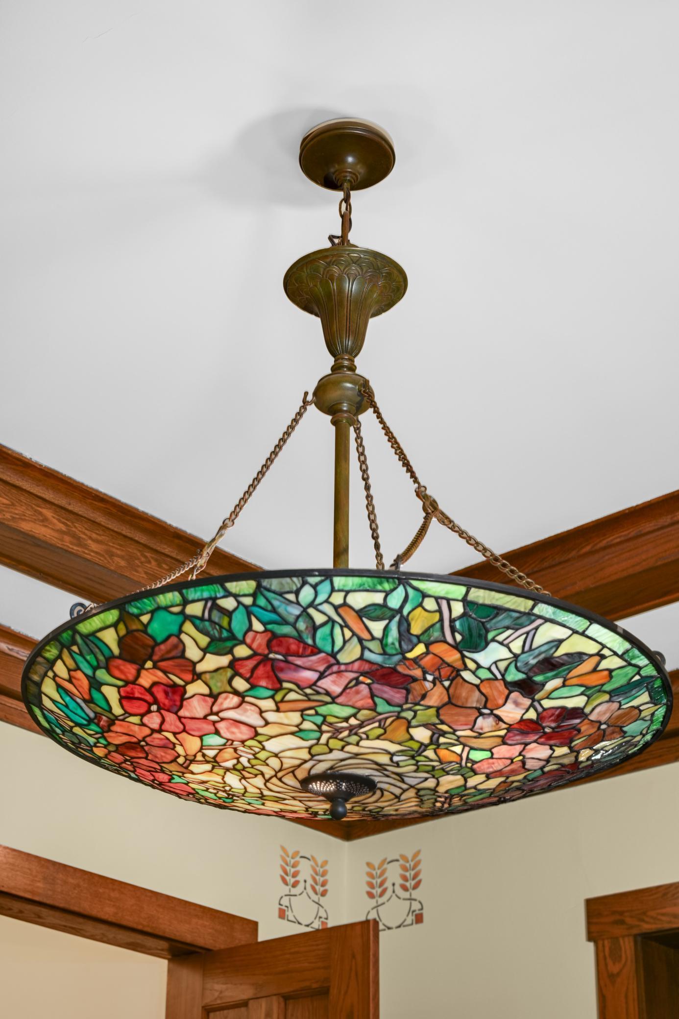 Leaded stained glass chandelier