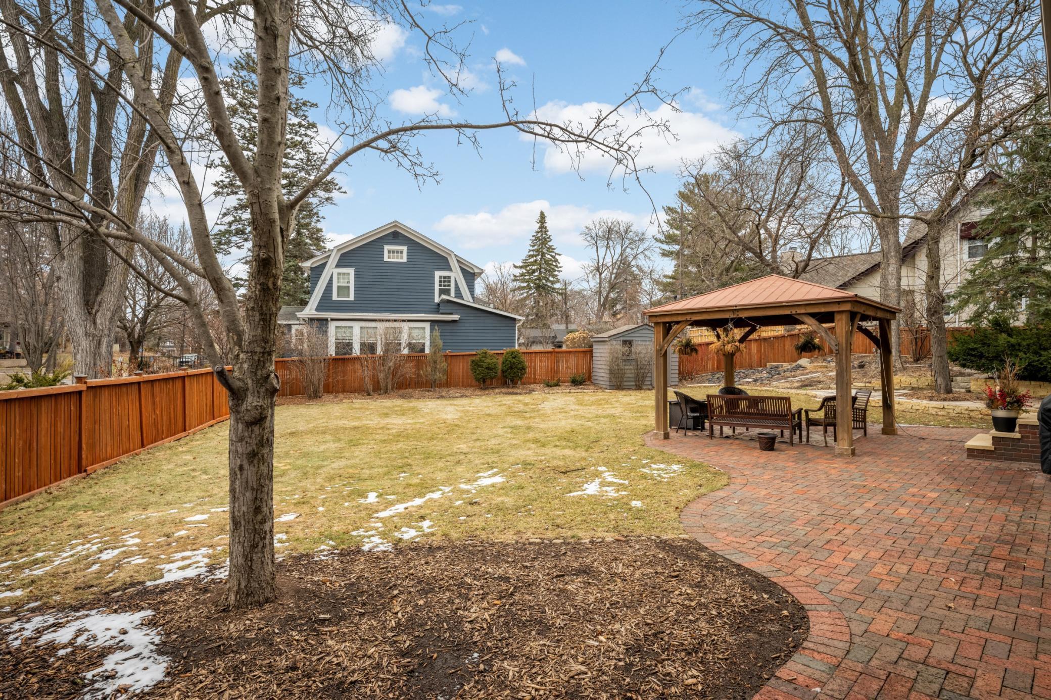 Large, fenced backyard