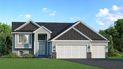 Rendering showcases stone accents. Exterior color scheme will be different than shown. Home is located on a Walkout Corner Homesite! Rendering may not depict actual plan, materials, & finishes may vary.
