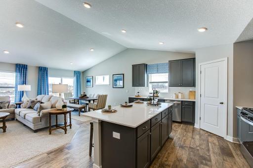 A view from the kitchen, you can see the open and interconnected main level.