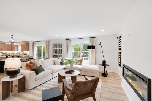 Family Room Features large windows, expansive spaces and cozy fireplace