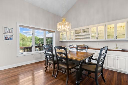 Dining area with built-in cabinets for extra storage