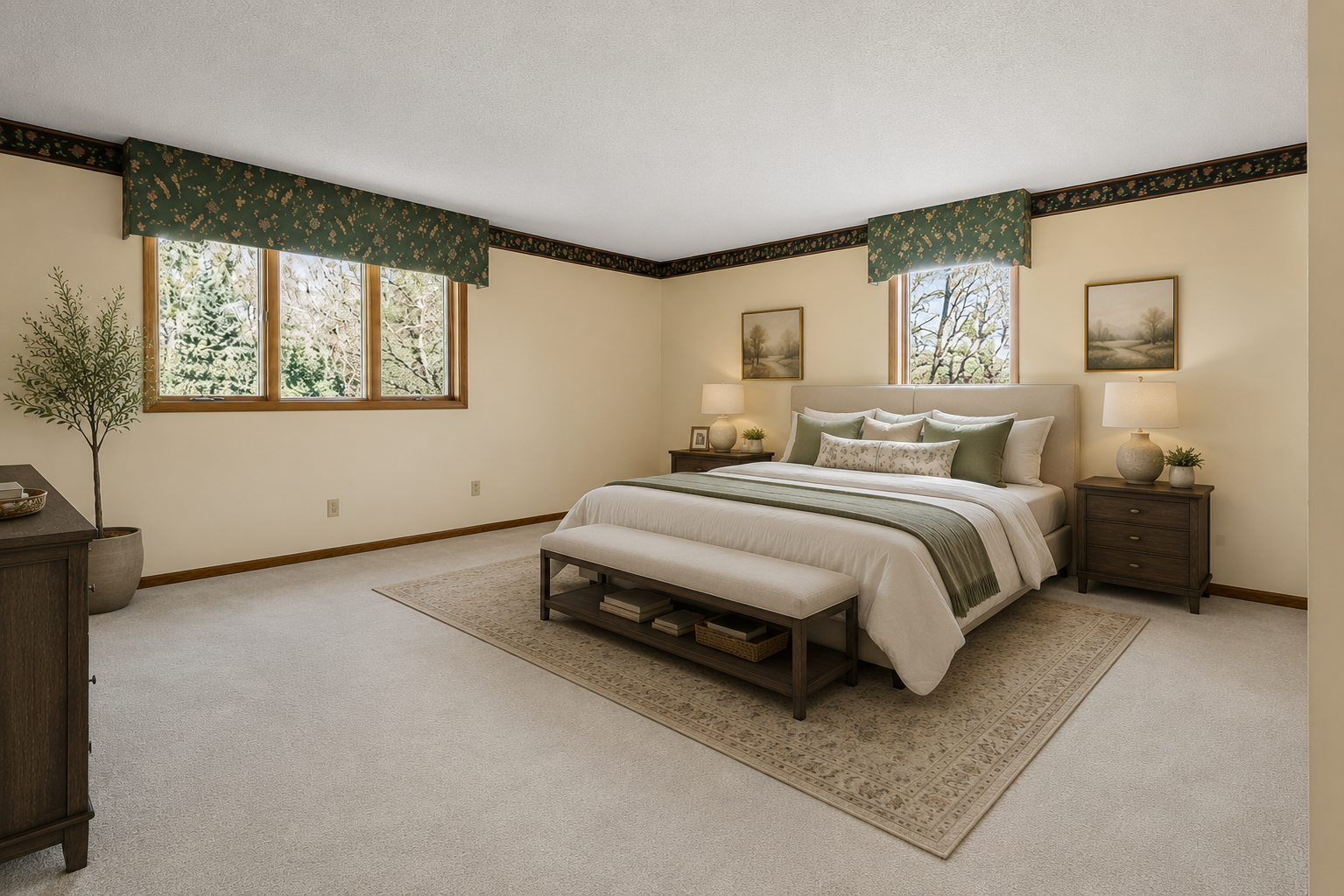 Oversized primary suite with natural light, versatile space, and a comfortable layout designed for everyday relaxation. virtually staged