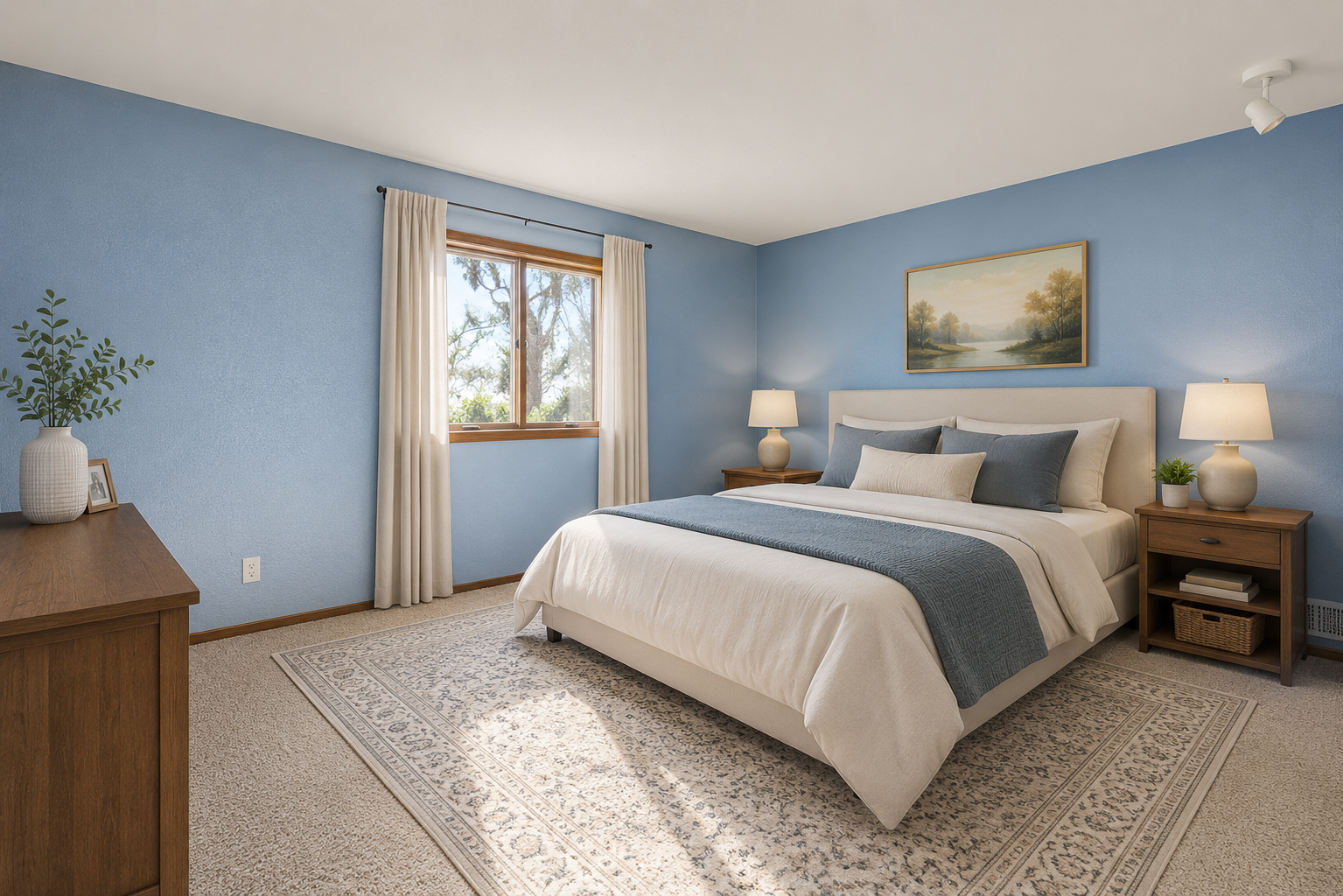 Spacious fourth bedroom offering a versatile layout perfect for guests, a home office, or additional living space. virtually staged