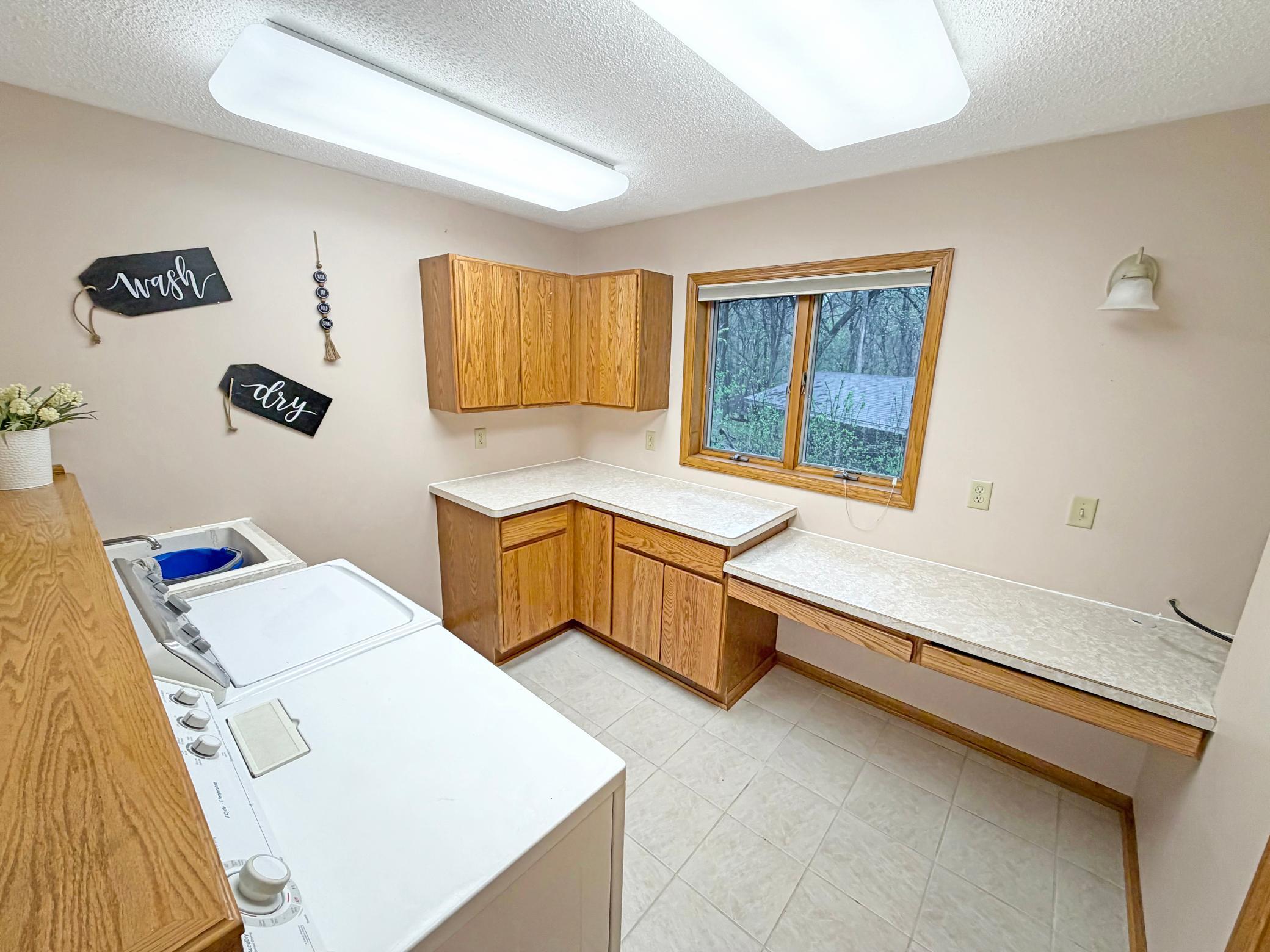 Desk area for folding clothes or home office!