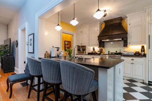 The open kitchen is ideal for entertaining.